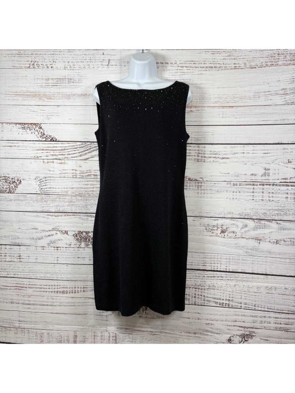 St John Evening Black Embellished Sleeveless Cocktail Dress